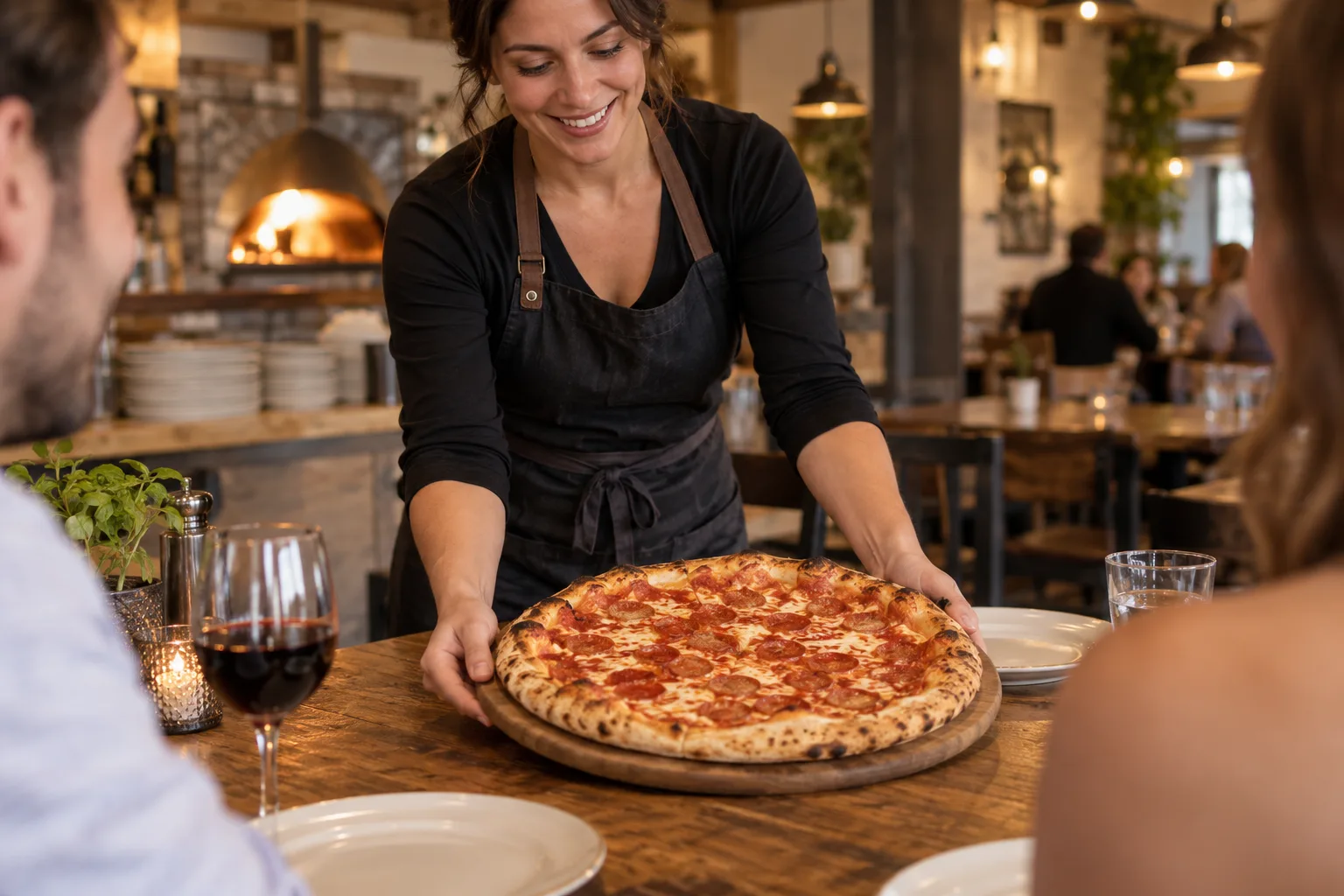 Una pizza artesanal servida en la mesa