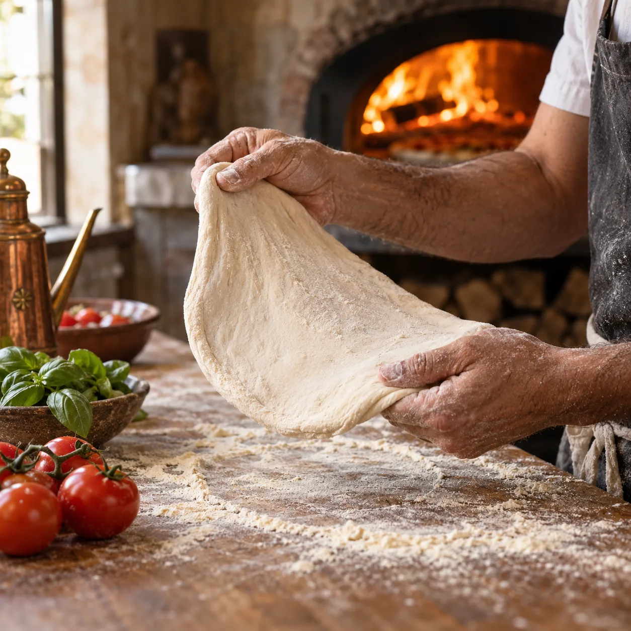 Preparación artesanal de masa de pizza
