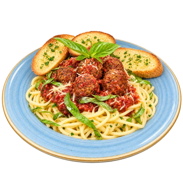 Spaghetti Napolitano con albóndigas